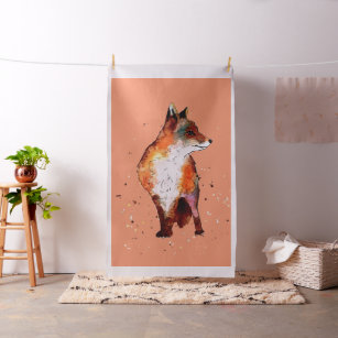 Hand-painted fox fabric