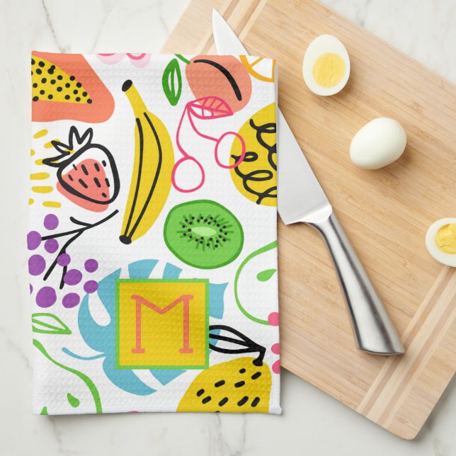 Hand Painted Fruit Pattern Kitchen Towel (Quarter Fold)