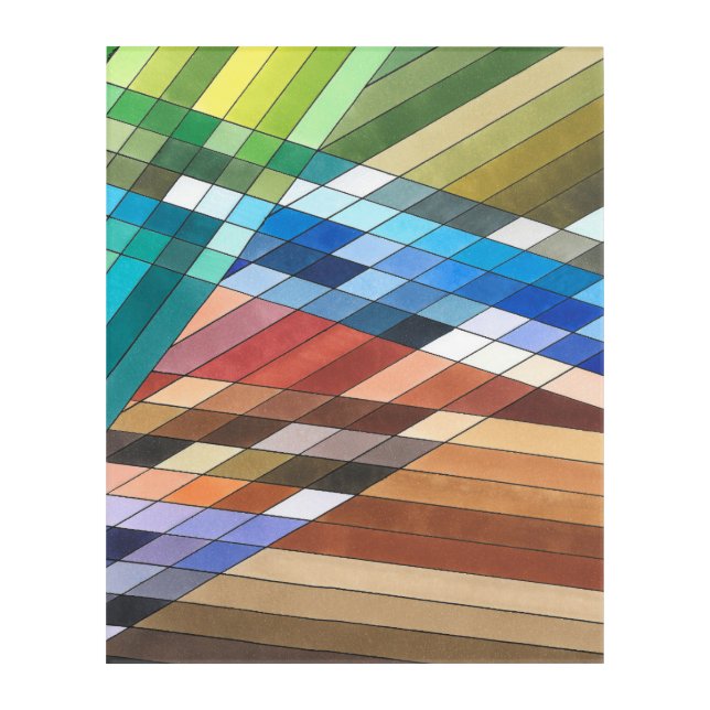 Hand Painted Geometric Abstract Pattern Acrylic Print (Front)