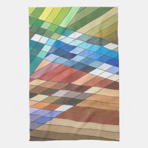 Hand Painted Geometric Abstract Pattern Kitchen Towel