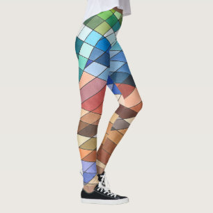 Hand Painted Geometric Abstract Pattern Leggings
