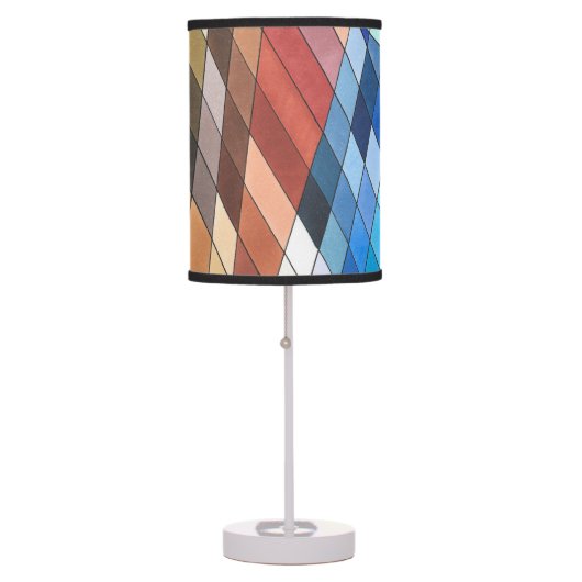 Hand Painted Geometric Abstract Pattern Table Lamp (Front)