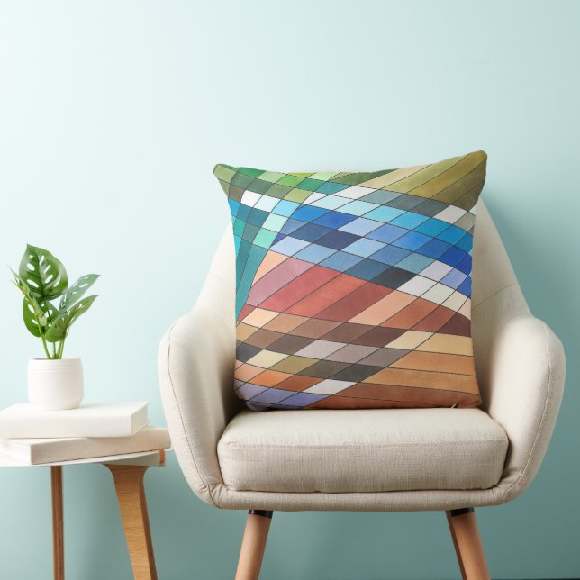 Hand Painted Geometric Abstract Pattern Throw Pillow (Chair)