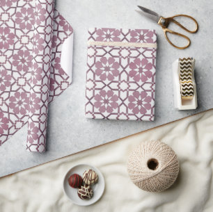 Hand painted geometric burgundy moroccan ethnic wrapping paper