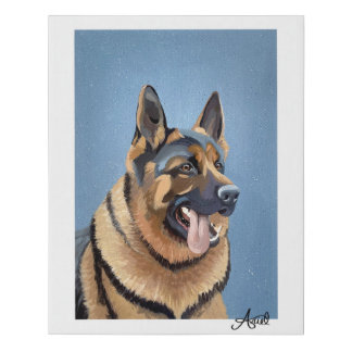 Hand-Painted, German Shepard Bust Portrait 16x20 Faux Canvas Print
