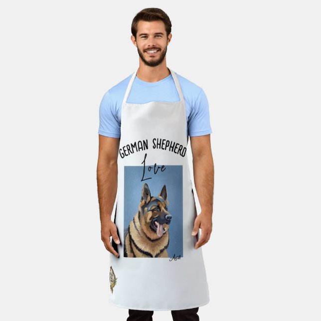 Hand-Painted German Shepherd Print Basic Apron (Worn)
