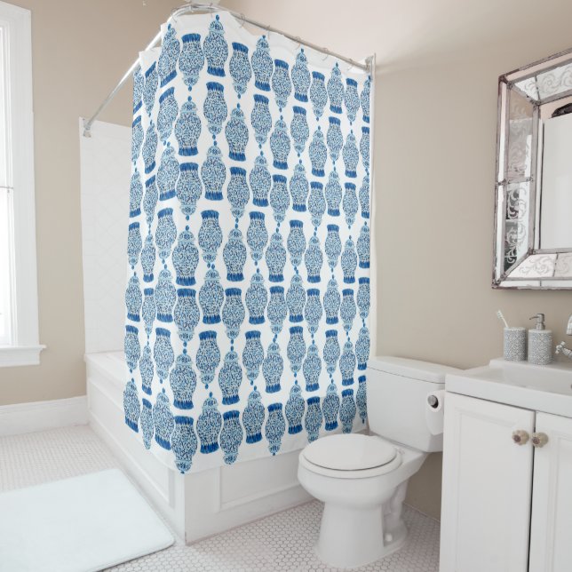 Hand Painted Ginger Jar Shower Curtain (In Situ)