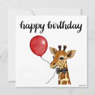 Hand-painted Giraffe Birthday Card