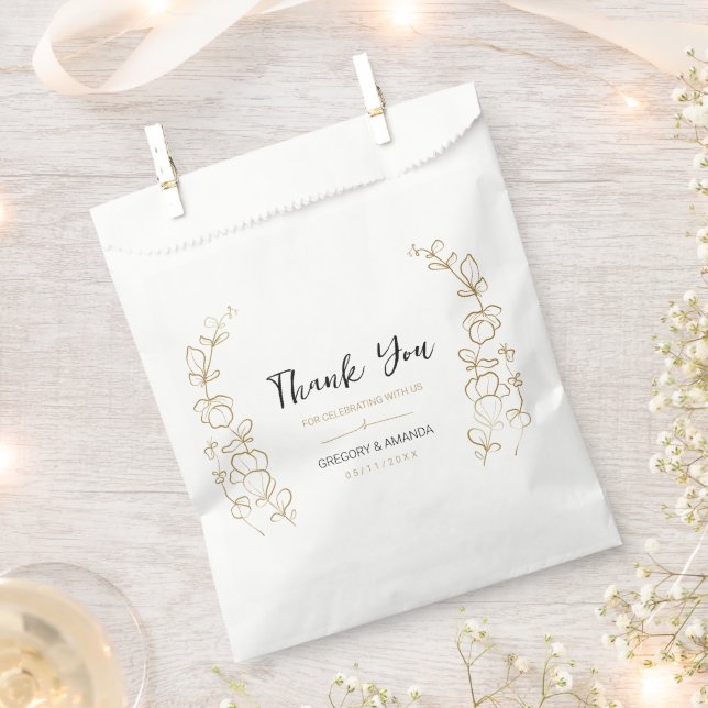 Hand Painted Gold Leaves Frame Favor Bag (Clipped)