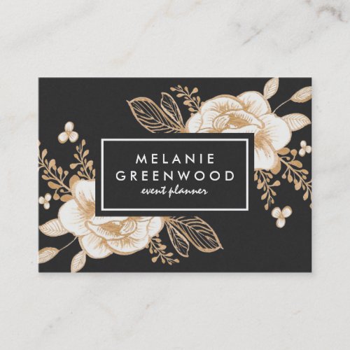 Hand Painted Gold Painted Flowers Business Card