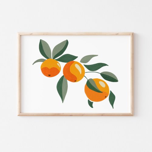Hand_Painted Gouache Orange Branch Kitchen Art Poster