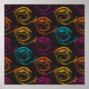 Hand painted grange texture. Ink geometric element Poster