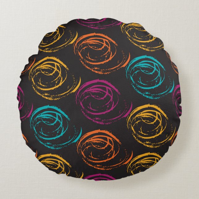 Hand painted grange texture. Ink geometric element Round Pillow (Front)
