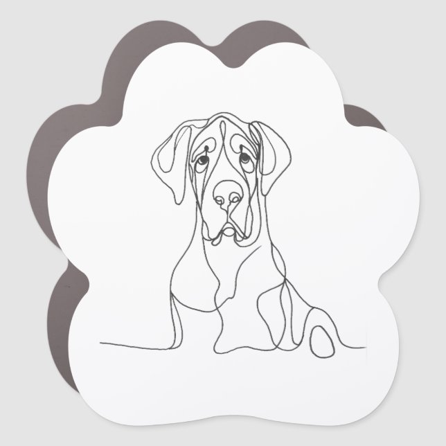 Hand Painted Great Dane Clean Line Art Car Magnet (Front)
