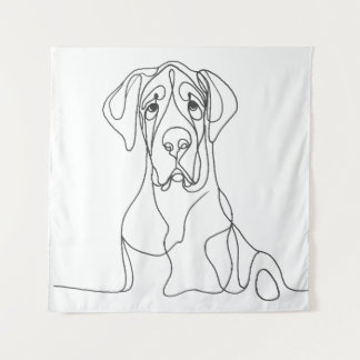 Hand Painted Great Dane Large Line Drawing Tapestry