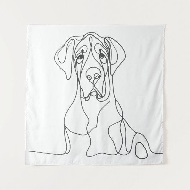 Hand Painted Great Dane Large Line Drawing Tapestry (Front)