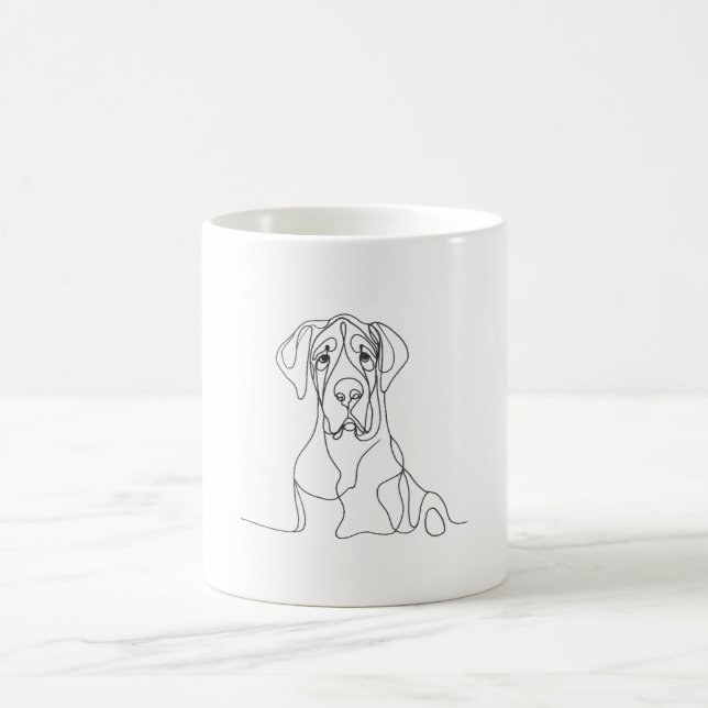 Hand Painted Great Dane Line Art Everyday Style Coffee Mug (Center)