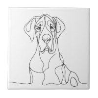 Hand Painted Great Dane Line Illustration 