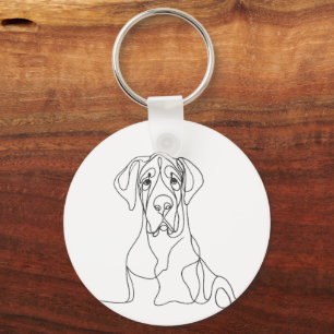 Hand Painted Great Dane Simple Line   Keychain