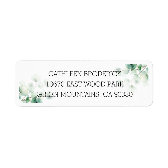 Hand Painted Green Organic Eucalyptus Wedding Label (Front)