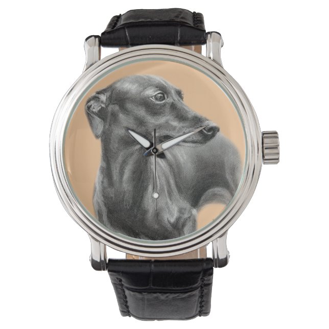 Hand painted Greyhound  Watch (Front)