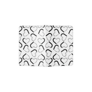 Hand Painted Hearts Pattern Black & White Hearts Passport Holder