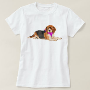 Hand-painted Hipster Beagle Dog T-Shirt