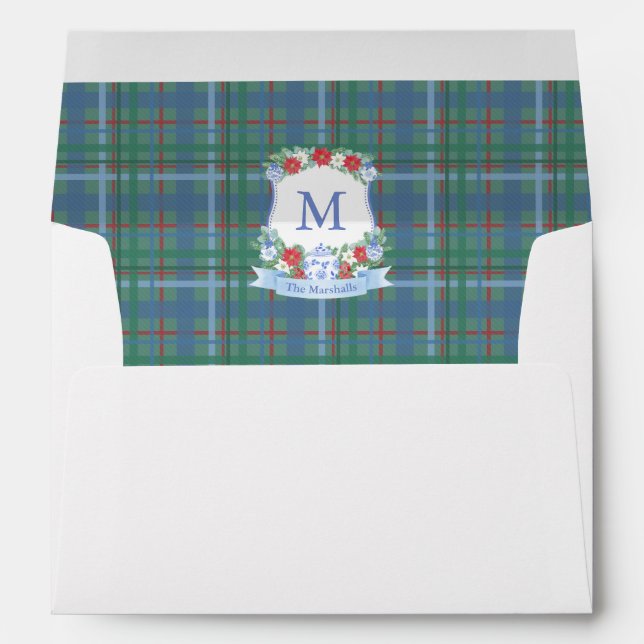 Hand Painted Holidays Crest Return Address Envelope (Back (Bottom))