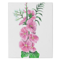 Hand-painted Hollyhock Wall Art