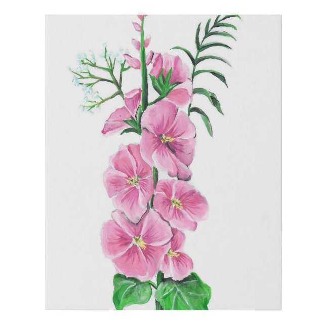 Hand-painted Hollyhock Wall Art (Front)