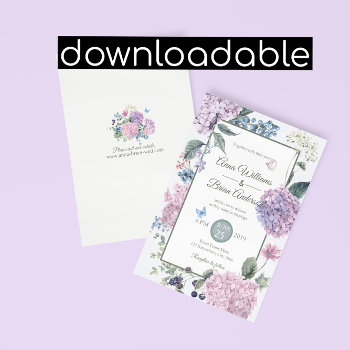 Hand-painted Hydrangea Floral Wedding Invitation by riverme at Zazzle