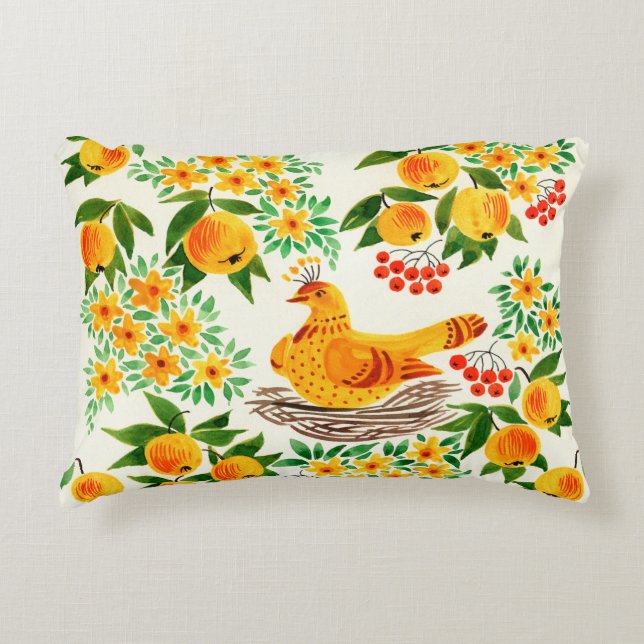 hand painted illustration: Turtledove Accent Pillow (Front)