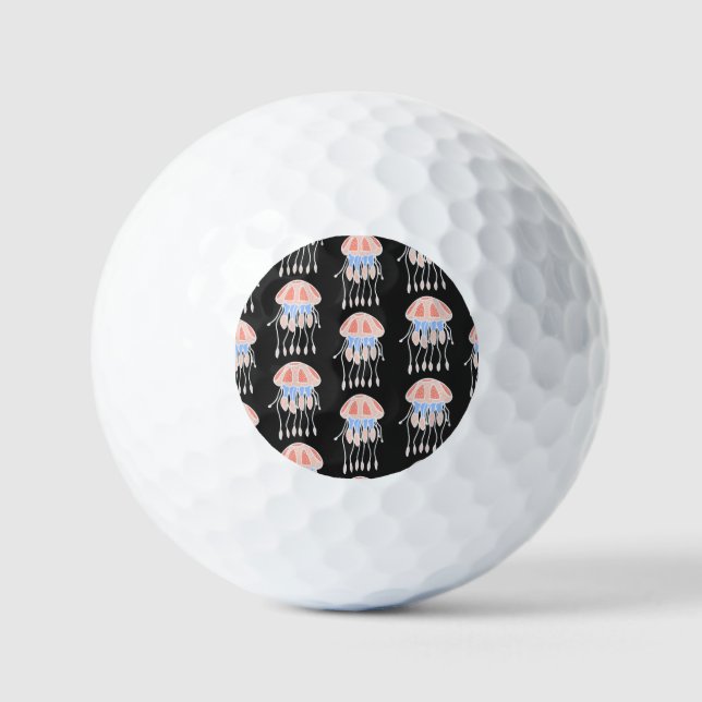 Hand-painted jellyfish, vibrant vintage pattern. golf balls (Front)