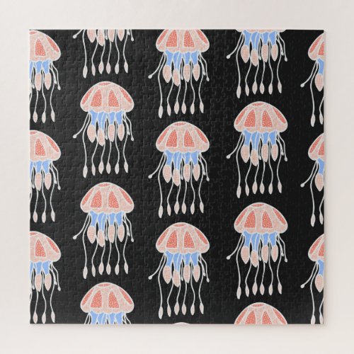 Hand_painted jellyfish vibrant vintage pattern jigsaw puzzle