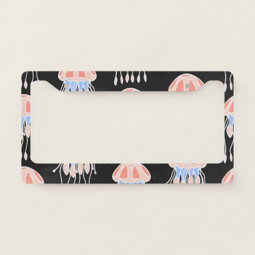 Hand_painted jellyfish vibrant vintage pattern license plate frame