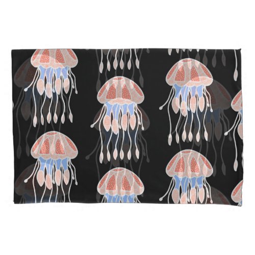 Hand_painted jellyfish vibrant vintage pattern pillow case