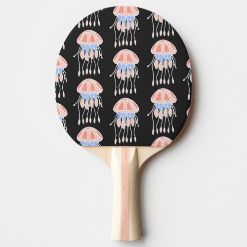 Hand_painted jellyfish vibrant vintage pattern ping pong paddle