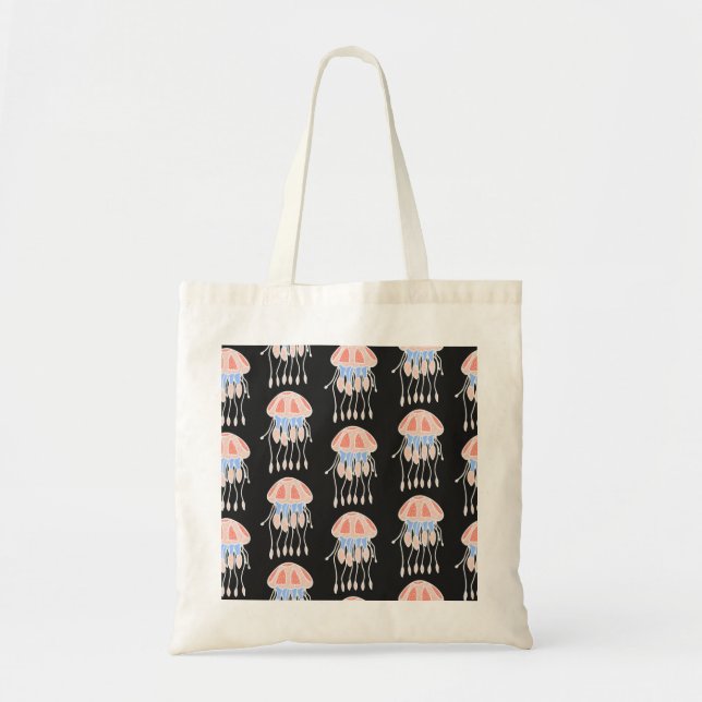 Hand-painted jellyfish, vibrant vintage pattern. tote bag (Front)