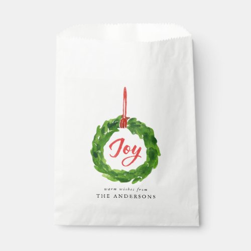 Hand_Painted Joyful Wreath Holiday Favor Bag