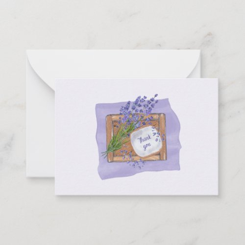 Hand Painted Lavender Art Thank You Note Card