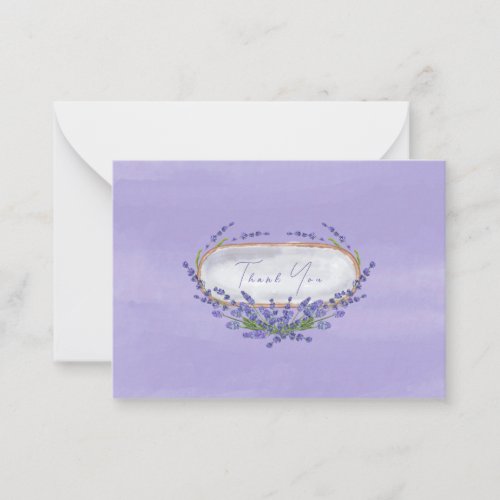 Hand Painted Lavender Watercolor Thank You Note Card