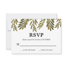 Hand painted leaves RSVP Card