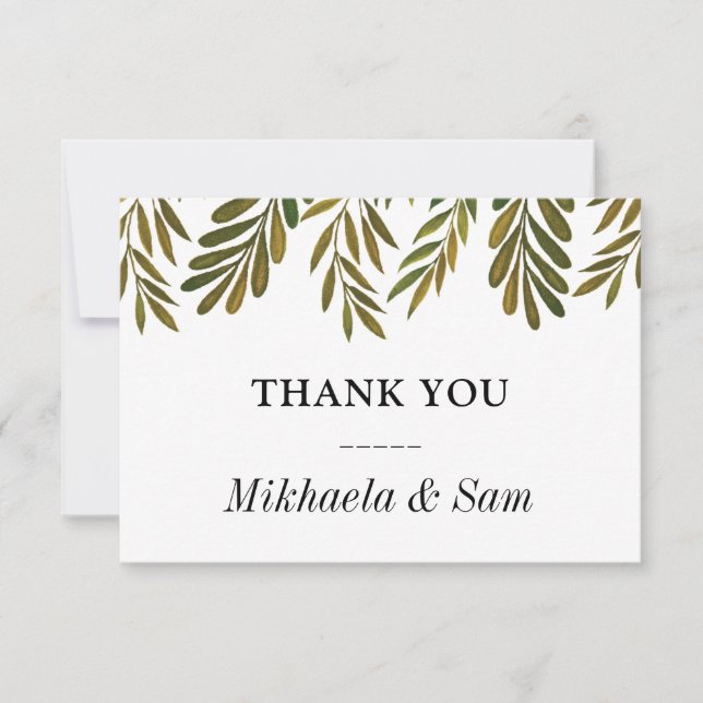 Hand painted leaves Thank You Card (Front)
