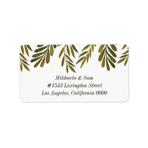 Hand painted leaves Wedding Address Label