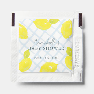 Hand-Painted Lemon Blue Baby Shower Hand Sanitizer Packet
