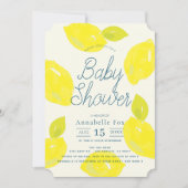 Hand Painted Lemon Blue Baby Shower Invitation (Front)