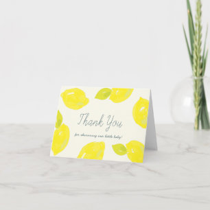 Hand-Painted Lemon Blue Baby Shower Letterpress Thank You Card