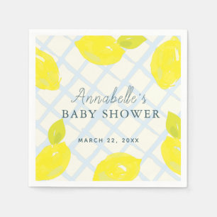 Hand-Painted Lemon Blue Baby Shower Napkins