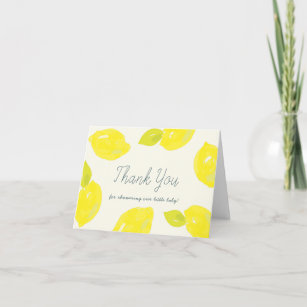 Hand-Painted Lemon Blue Baby Shower Thank You Card