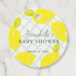 Hand Painted Lemon Blue Baby Shower Thank You Favor Tags